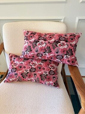 Sezane Pink Floral Decorative Throw Pillows - Pair